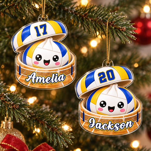 Custom Volleyball Dumpling Squishy Player Christmas Gift For Daughter, Son, Grandkids - Personalized Acrylic Ornament