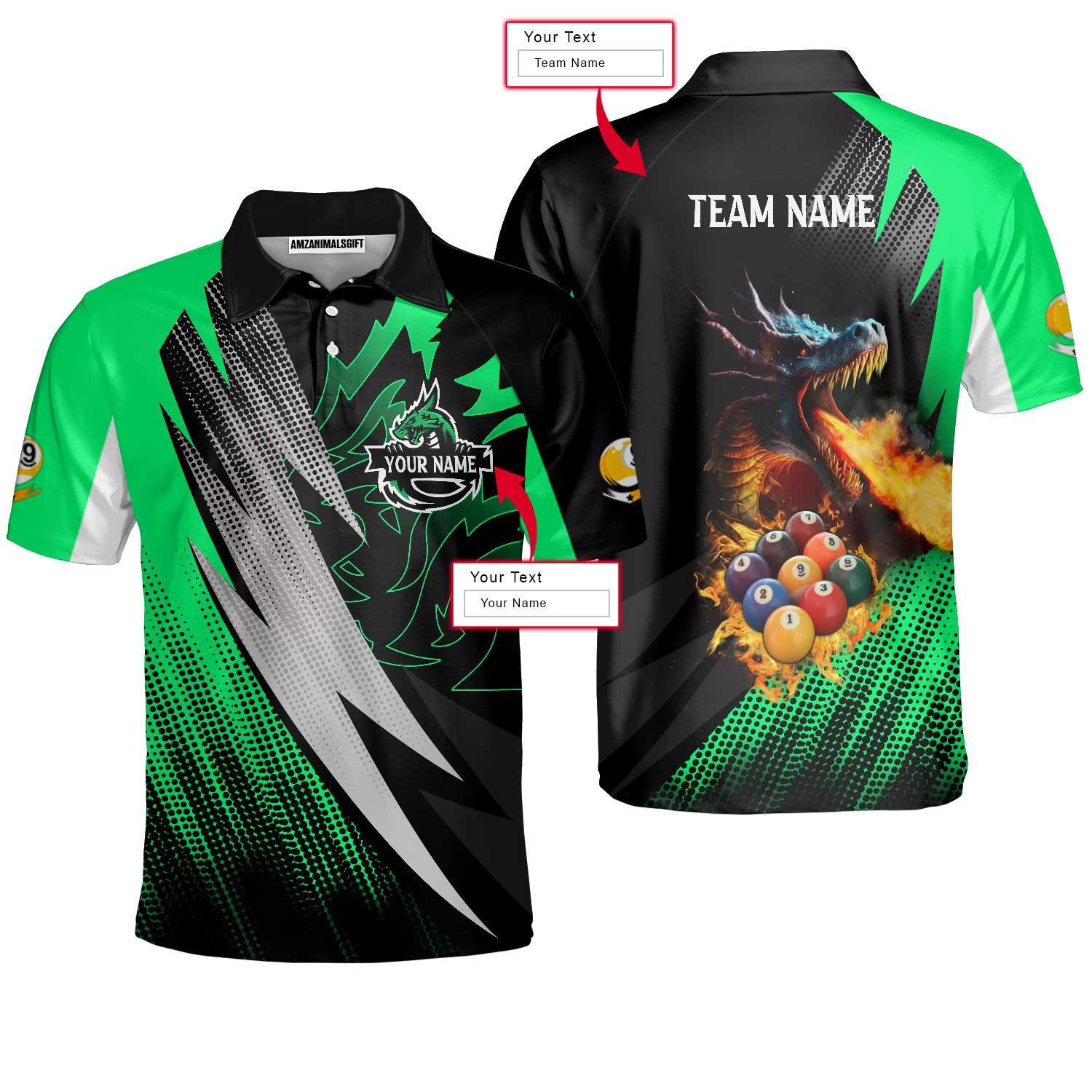 custom billiards men polo shirt custom name and team name billiards pool 9 ball dragon green pattern shirt personalized gift for billiards team amzanimalsgift 1_5000x_a8250558 3d35 4c