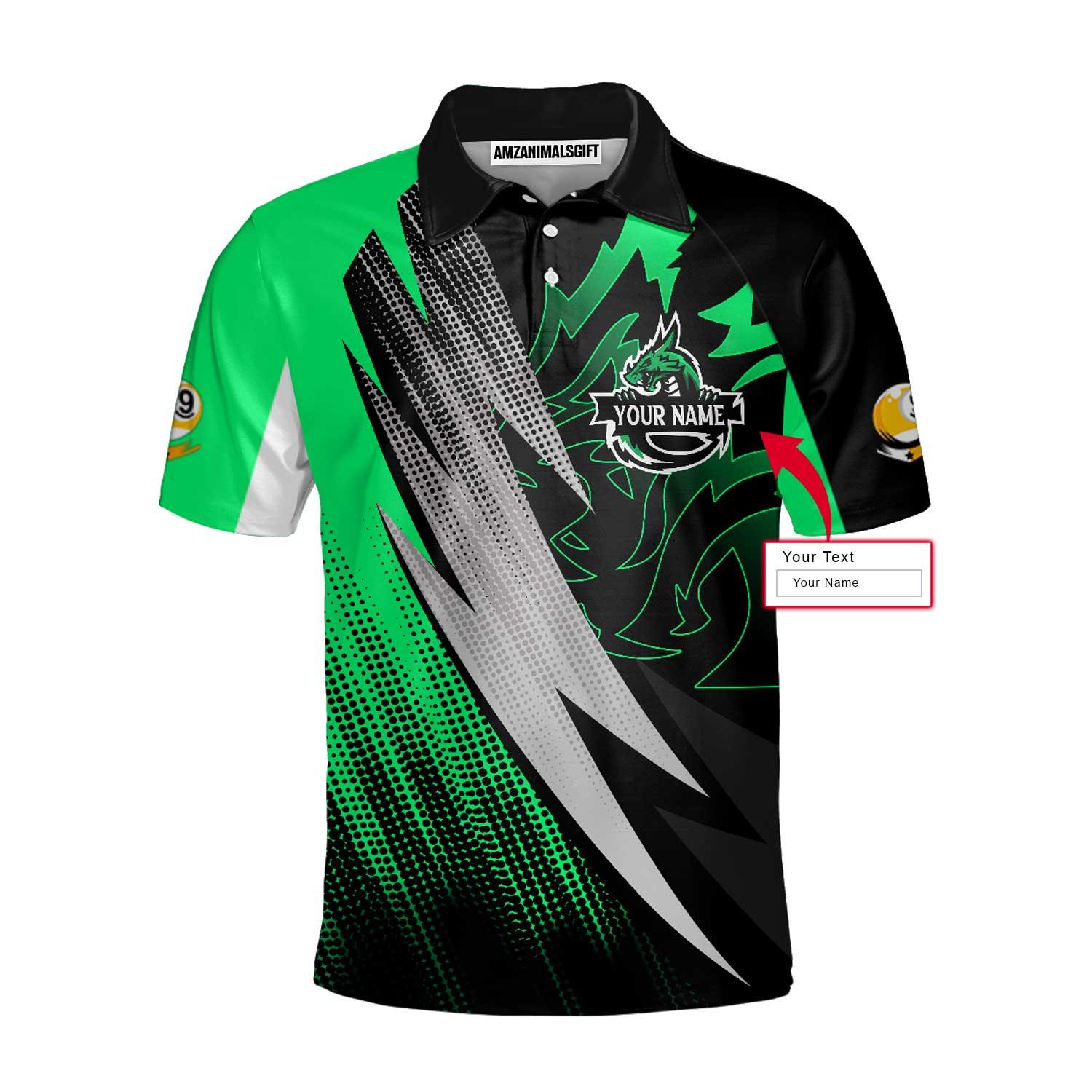 custom billiards men polo shirt custom name and team name billiards pool 9 ball dragon green pattern shirt personalized gift for billiards team amzanimalsgift 2_5000x_c43a2ae6 619e 4c