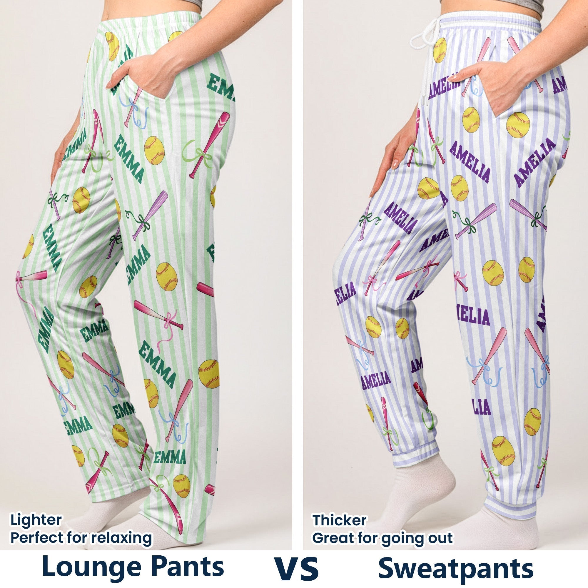custom name gift for softball lovers softbal player softball girls personalized lounge pants 7