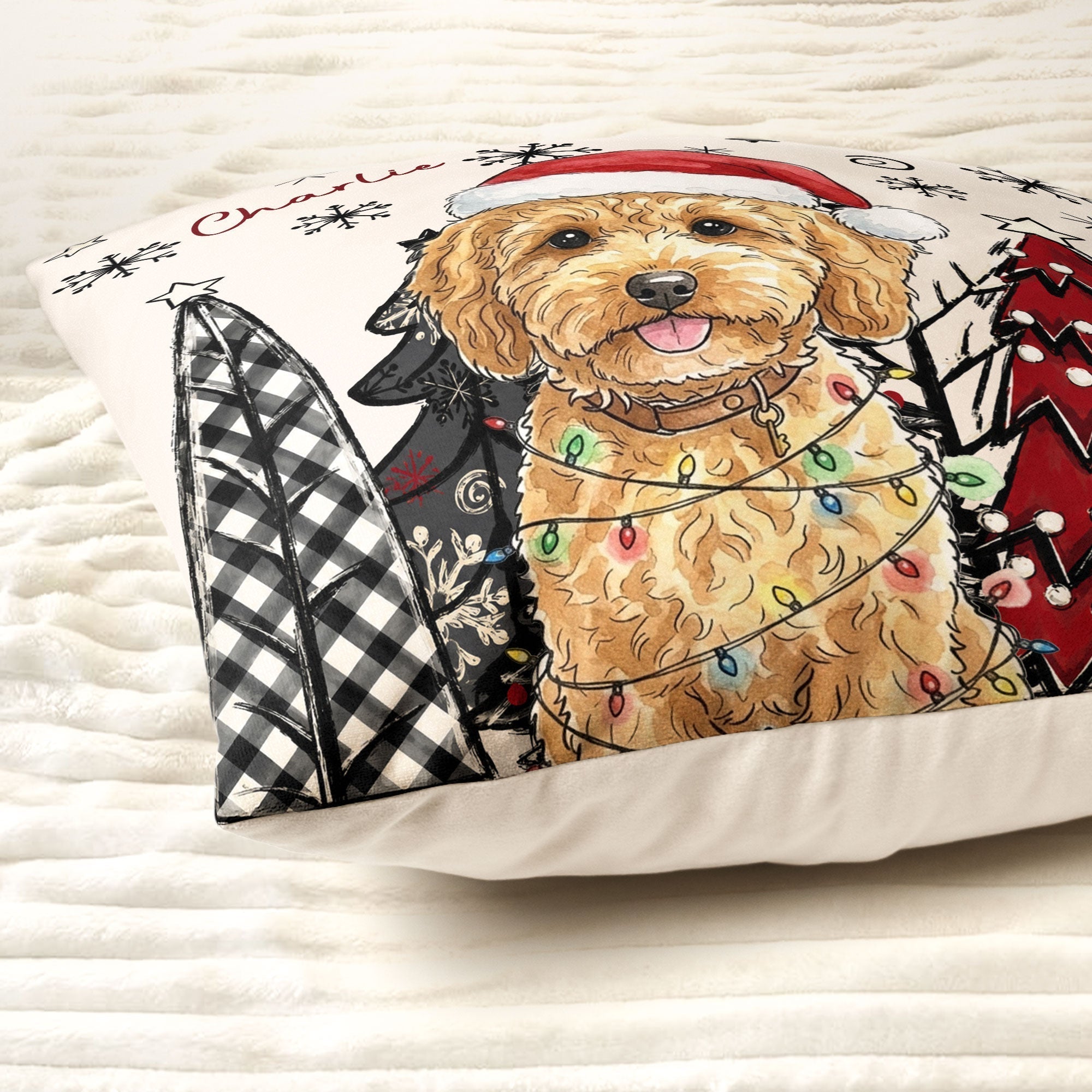 custom pet photo watercolor art christmas winter decor gift personalized pillow 4