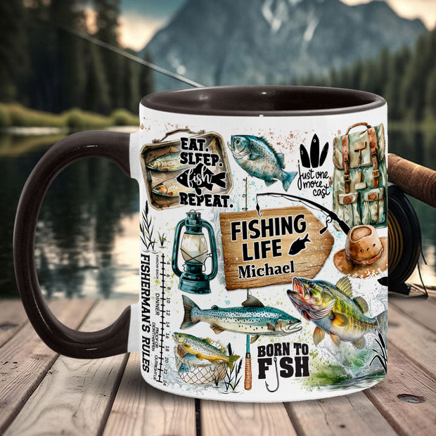 Just One More Cast Custom Name Gift For Fishing Lovers - Personalized Accent Mug