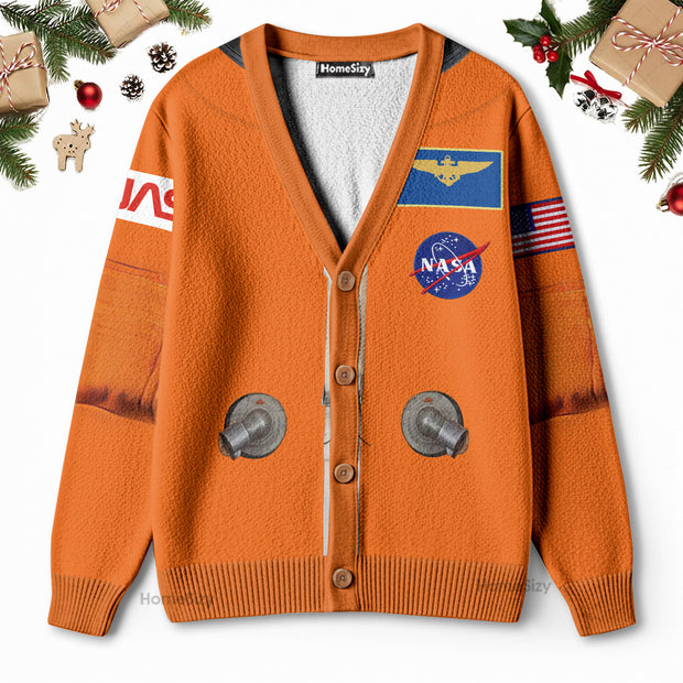 Custom Name NASA Orange Space Suit - Personalized 3D Ugly Cardigan QT309646