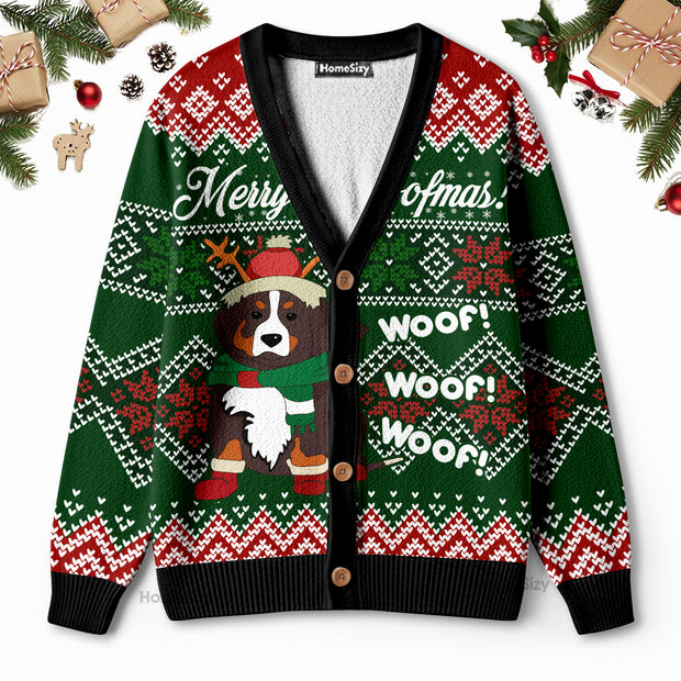Bernese Mountain Dog Woofmas - Christmas Gift For Dog Lovers - 3D Ugly Christmas Cardigan QT309608