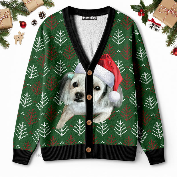 Photo Insert Funny Dog In Green - Personalized 3D Ugly Christmas Cardigan QT309492