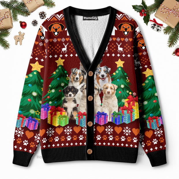 Australian Shepherd Pine Tree - Christmas Gift For Dog Lovers - 3D Ugly Christmas Cardigan QT309783