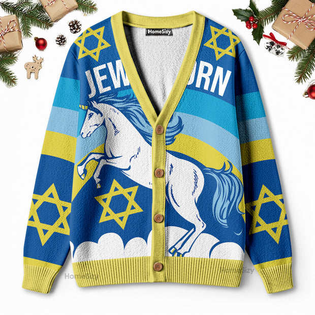 Jewnicorn Star Of David - 3D Ugly Christmas Cardigan QT309263