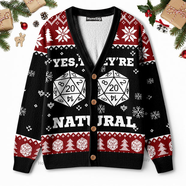 Yes They Are Natural Dice - Christmas Gift For Adults - 3D Ugly Christmas Cardigan QT309746