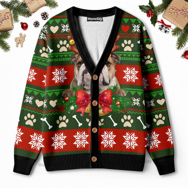 Bulldog Christmas Holiday Green Red - Christmas Gift For Adults - 3D Ugly Christmas Cardigan QT309603