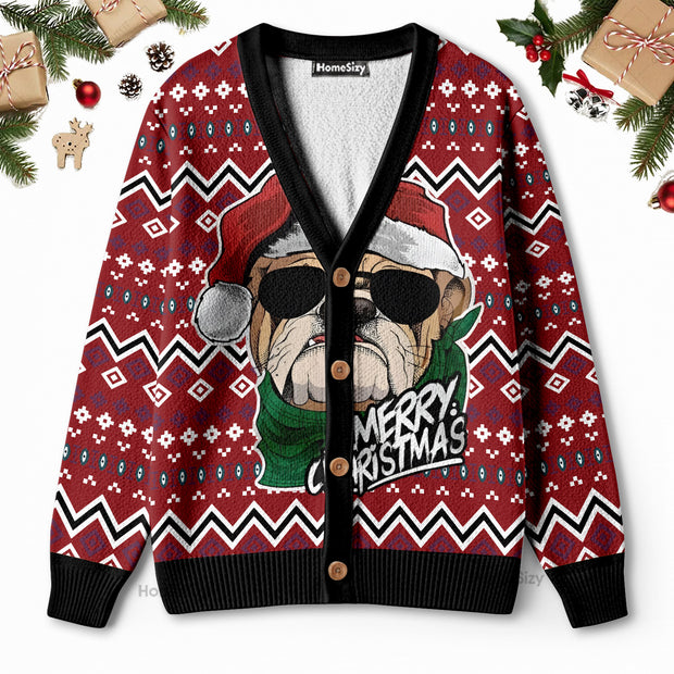 Bulldog Merry Christmas - Christmas Gift For Dog Lovers - 3D Ugly Christmas Cardigan QT309604