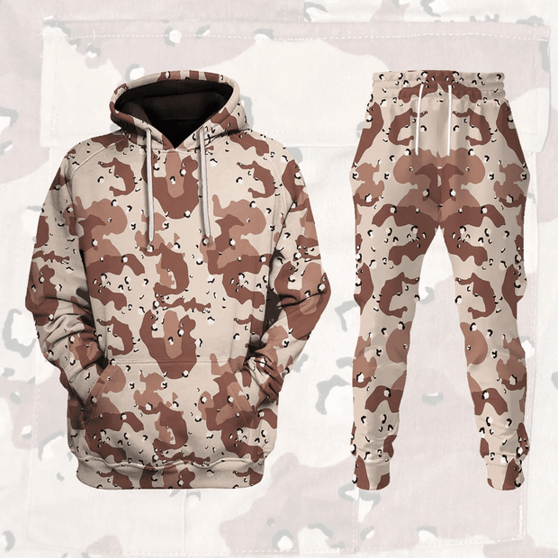 Battle Dress Uniform Camo American Chocolate Chip Desert Hoodie Set
