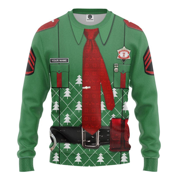 Personalized Custom Name 3D Police Ugly Christmas Sweater