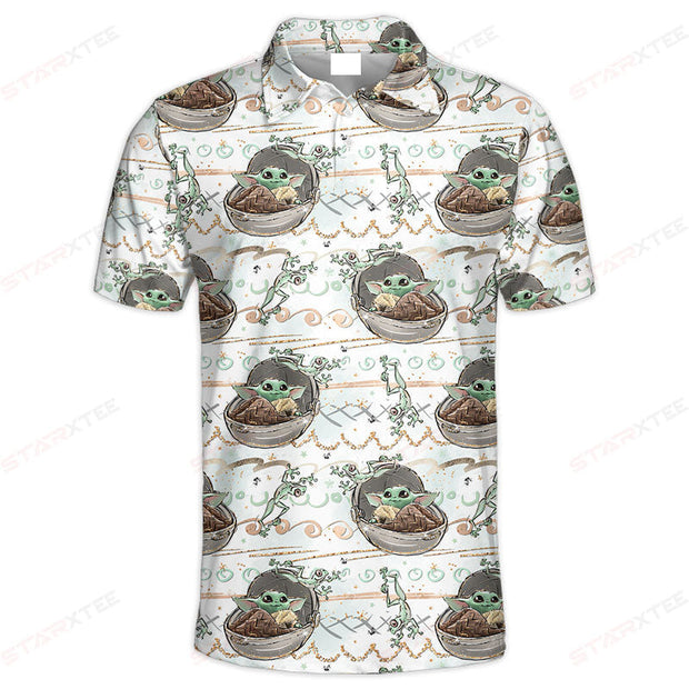 Stwa Baby Yoda Pattern Polo Shirt - Gift For Fans