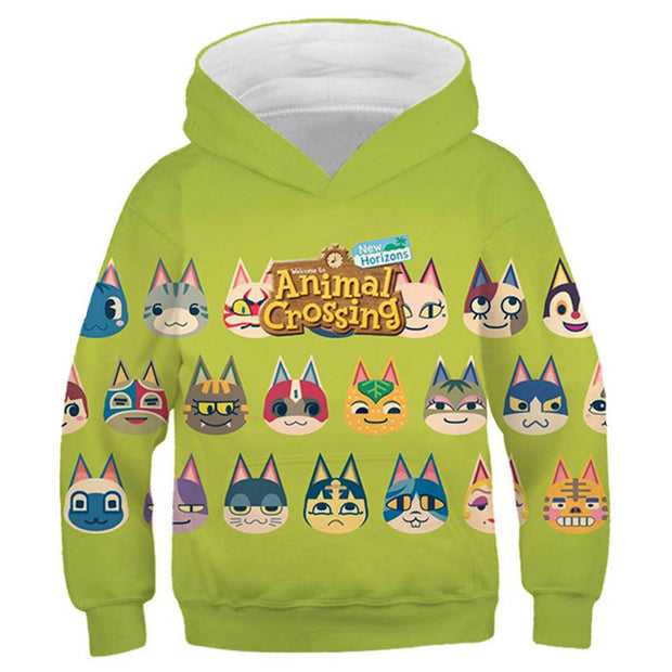 Kids Animal Crossing Hoodies Cat Villagers Printed Pullover 3D Print