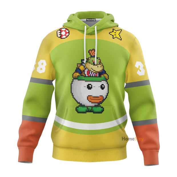 Personalized Custom Name And Number 3D Bowser Jr. Sports Hoodie Tshirt QT205352Hf