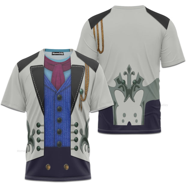 Prince Hans Blue Frozen Cosplay Costume - 3D Tshirt