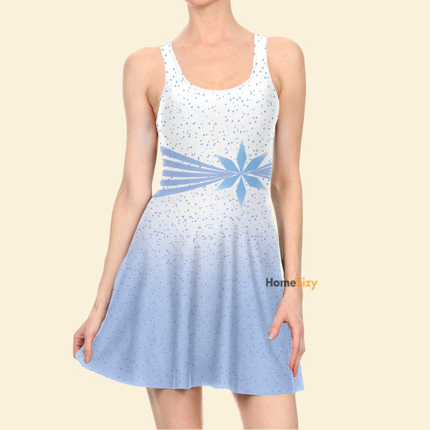 Frozen 2 Movie Elsa White Cosplay Costume - Skater Dress