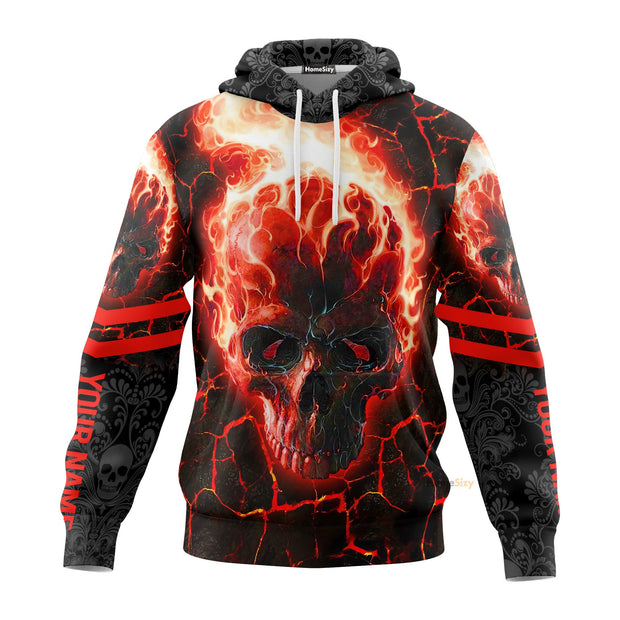 Personalized Custom Name Fire Ghost Rider Skull 3D Printed Hoodie QT308335