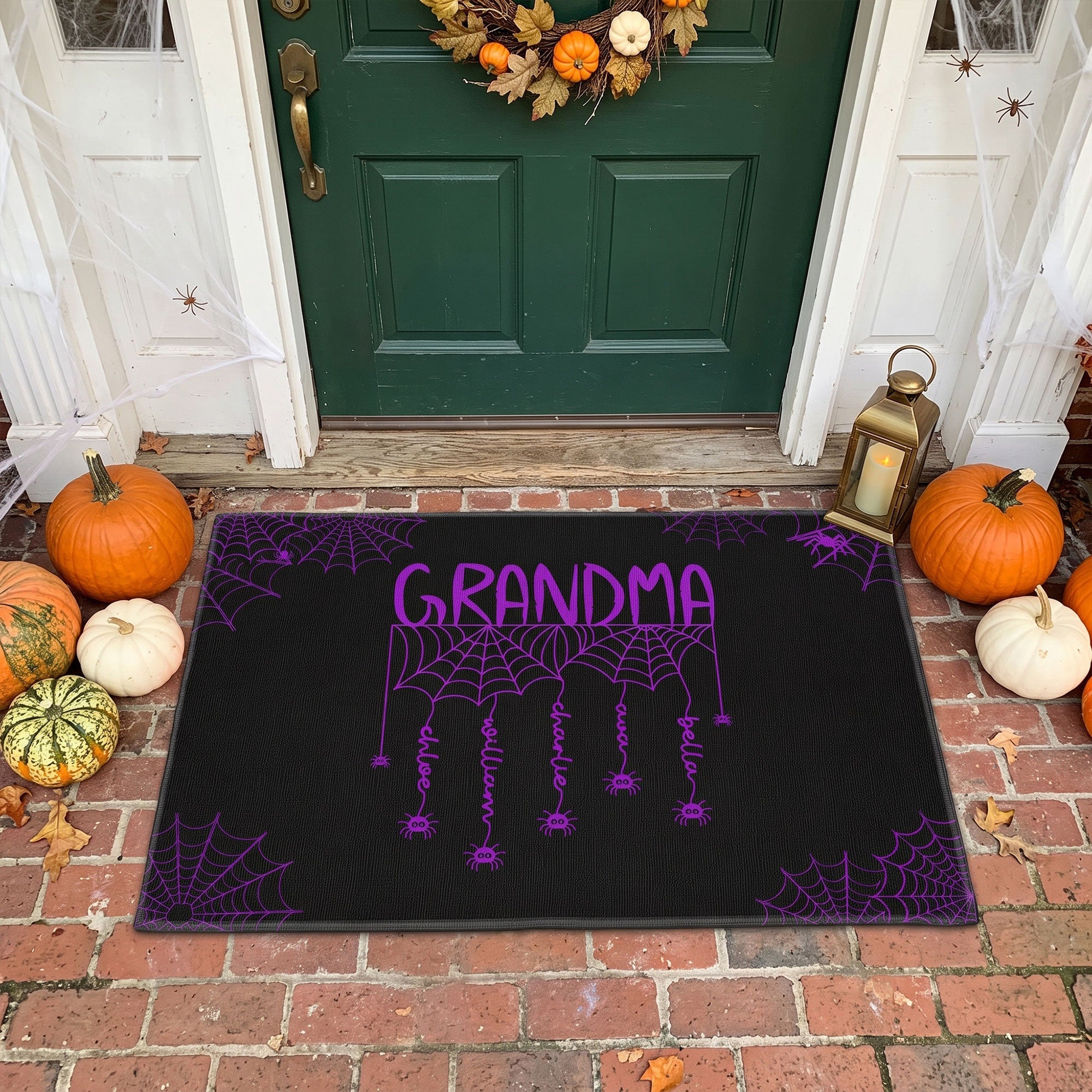 grandma spooky spiders web personalized doormat 3