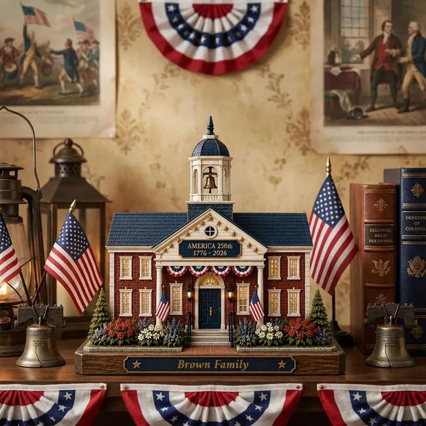 Liberty Hall USA 250th Anniversary 4th of July - Personalized Wooden Block - 250th Anniversary Gift