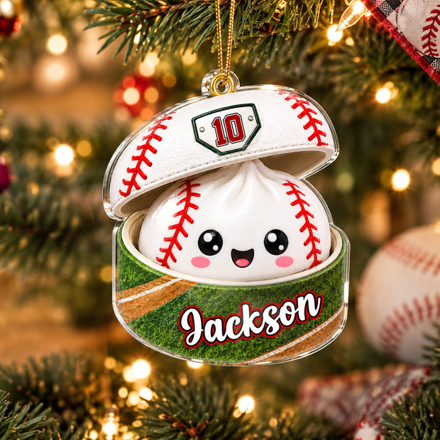 Custom Baseball Dumpling Squishy Player Christmas Gift For Daughter, Son, Grandkids - Personalized Acrylic Ornament