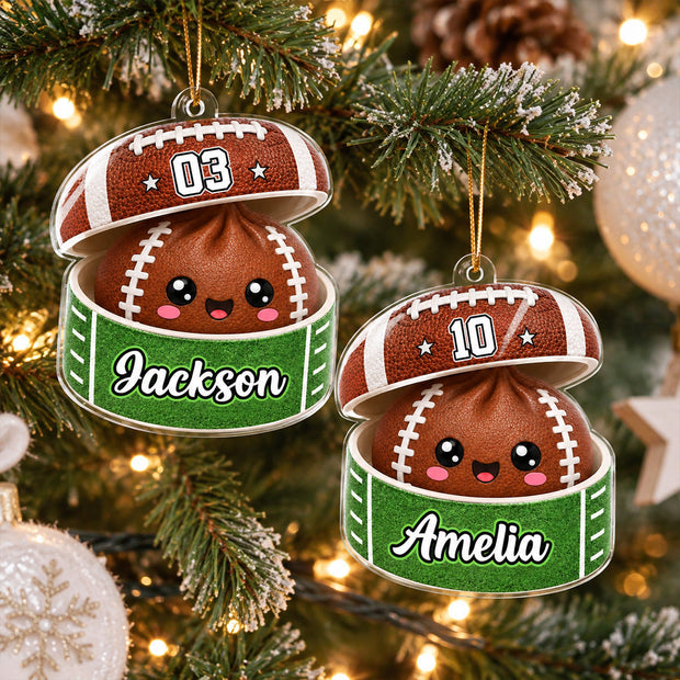 Custom Football Dumpling Squishy Player Christmas Gift For Daughter, Son, Grandkids - Personalized Acrylic Ornament