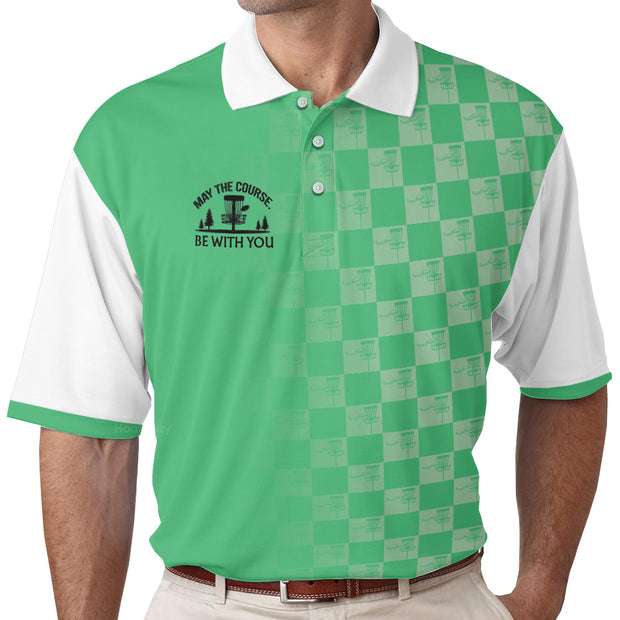 Check Pattern Disc Golf May The Course Be With You Polo Shirt QT302411La