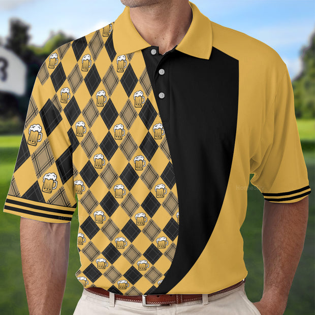 Swing Swear Drink Repeat V2 Polo Shirt, Argyle Pattern Golf Shirt For Male Golfers, Skull Golf Shirt QT303288La