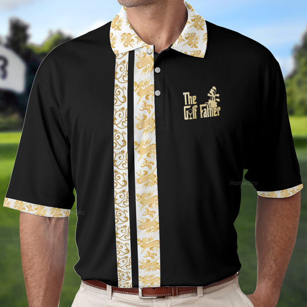The Golf Father Polo Shirt, Black Timeless Golfing Shirt For Male Players, Best Golf Gift QT305300La