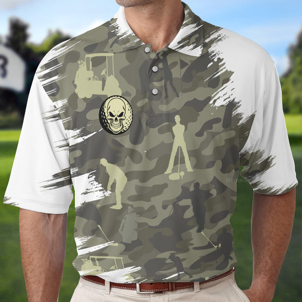 Personalized Your Hole Is My Goal Skull Golfer Polo Shirt