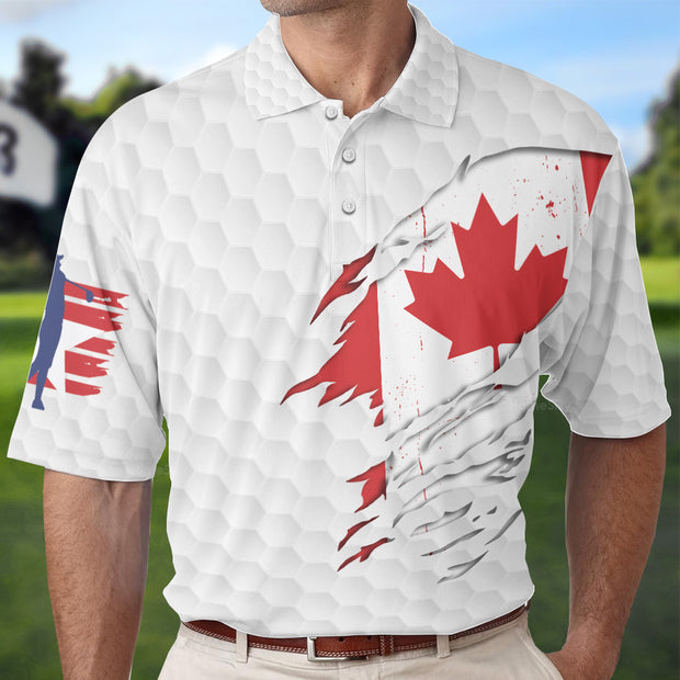 Golf Canada Flag Red Maple Leaf Polo Shirt QT206295