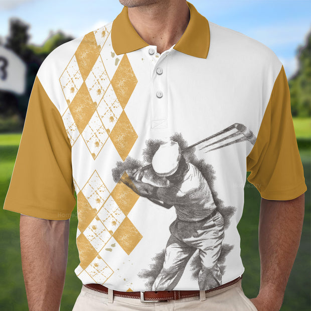 Golf And Wine Make Everything Fine Short Sleeve Polo Shirt For Men