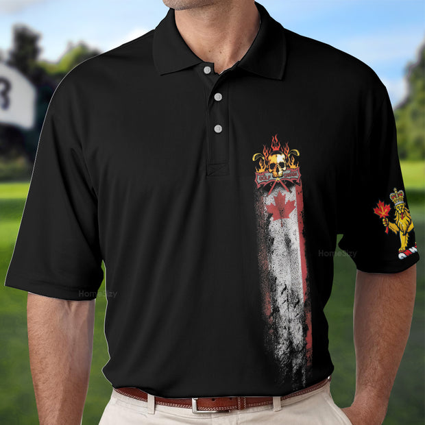 Golf Skull Canada Flag Polo Shirt QT306278