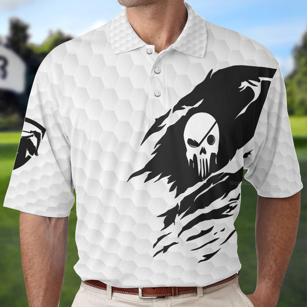 Personalized Custom Name Never Underestimate A Golfer Born In Month Custom Cosplay Polo Shirt, Cool Skull Golf Shirt For Men QT208049La
