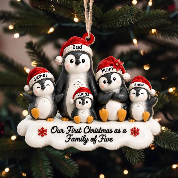 Our First Christmas Family- Personalized Wood Ornament - Christmas Gift For Family