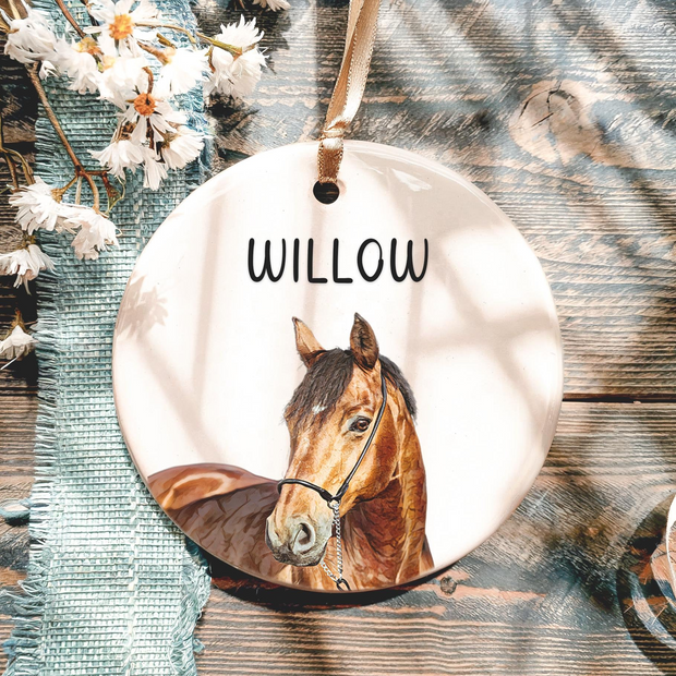 Custom Photo Horse - Personalized Ceramic Ornament - Christmas Gift For Horse Lovers HN02