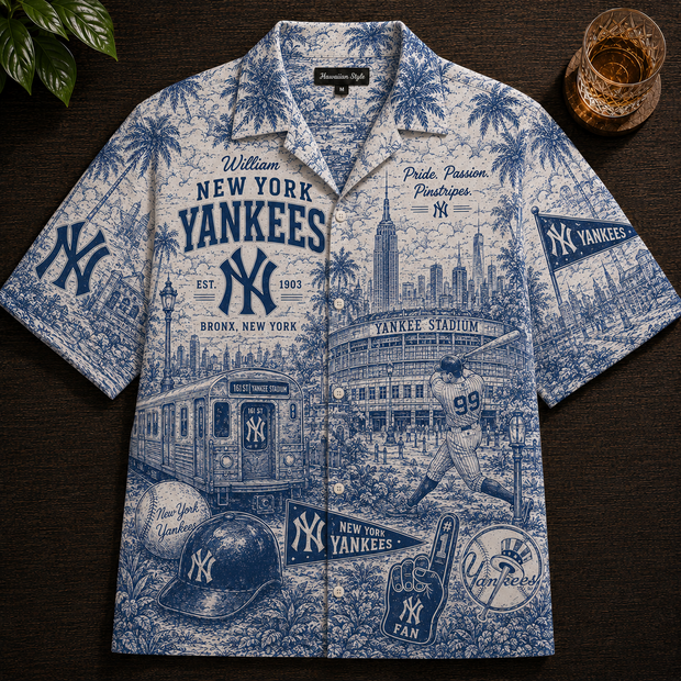NYY New York Baseball Heritage - Personalized Hawaiian Shirt - Gift For Baseball Fans