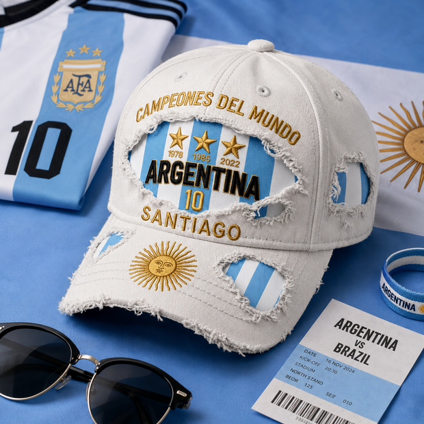 Argentina National Football Team Distressed - Personalized Classic Cap - Gifts For Football Lovers, Sports Fans