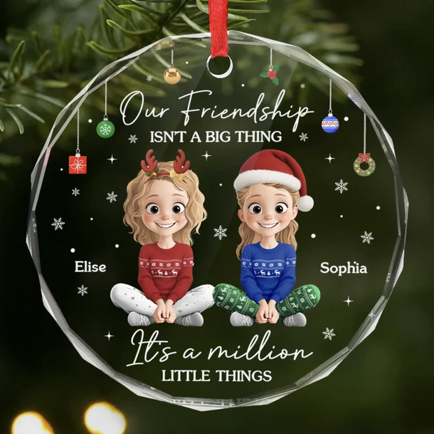 Besties Making Magic This Noel - Personalized Round Glass Ornament - Chrismas Gift For Friends