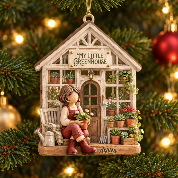 My Little Green House Custom Name Christmas Gift For Gardening - Personalized Acrylic Ornament