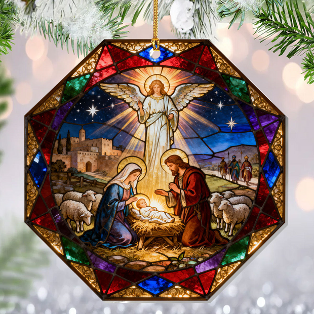 Stained Glass Nativity - 1-Layer Acrylic Ornament HL128