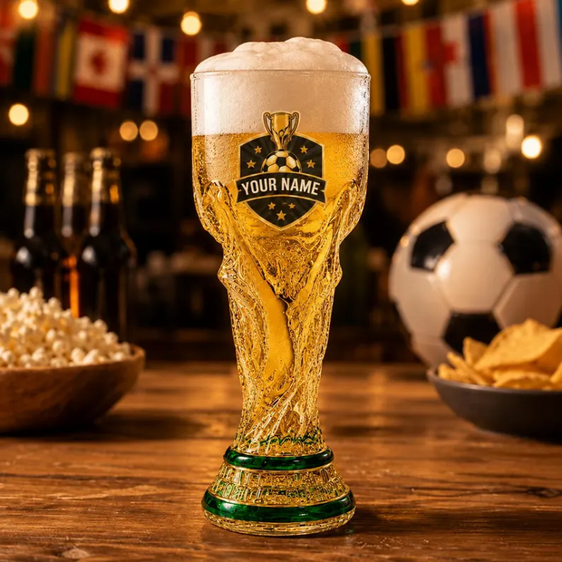 2026 World Football Champion - Personalized Trophy Beer Glass - Gift For Football Lovers, Sport Fans