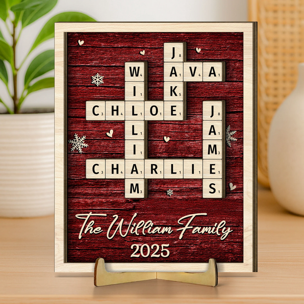 Family Name Scrabble - Personalized 2 Layer Wooden Plaque - Gift For Family