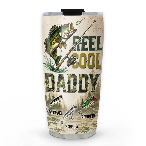 Reel Cool Dad Custom Name Fishing Gifts For Dad, Grandpa - Personalized Tumbler