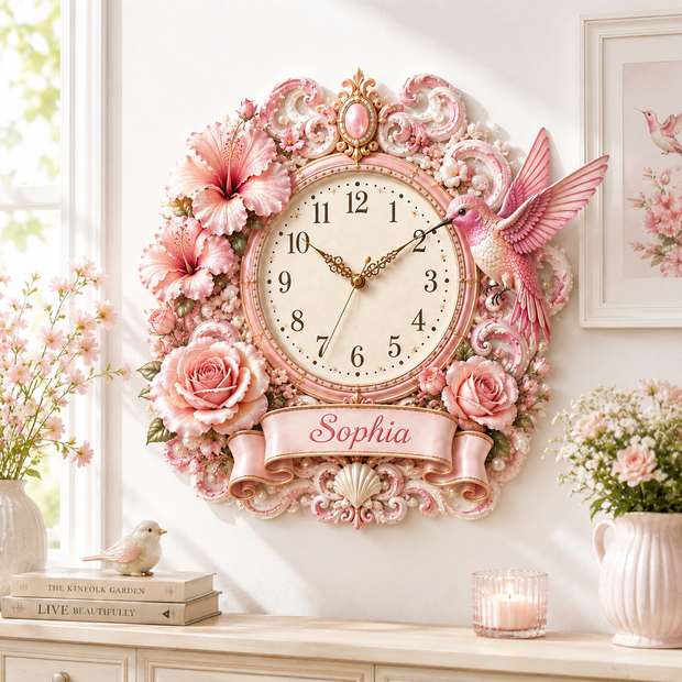 Whispers of Spring - Personalized Wall Hanging Clock - Gift For Gardening Lovers