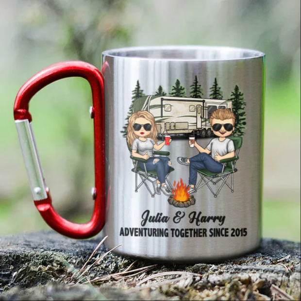 Adventuring Together Since - Personalized Carabiner Camping Mug - Gift For Camping Lovers KH02
