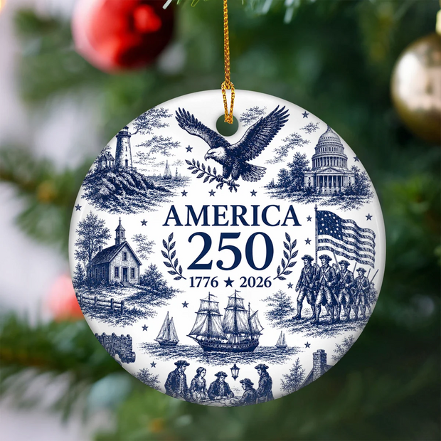 250 Years of American History - Personalized Ceramic Ornament - Chrismas Gift For Family