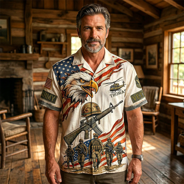Veteran Pride Patriotic Hawaiian Shirt - Personalized Hawaiian Shirt - Gifts For Veterans