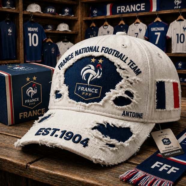 France National Football Team Distressed - Personalized Classic Cap - Gifts For Football Lovers, Sports Fans