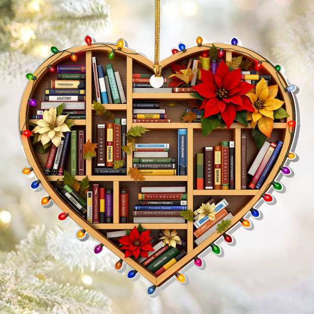 My Beloved Bookshelf - Personalized Acrylic Ornament - Christmas Gift For Book Lovers HH01